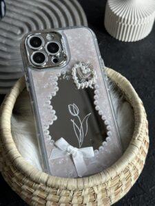 قاب موبایل آیفون دوقلب آیینه ای گل لاله - تصویر 3