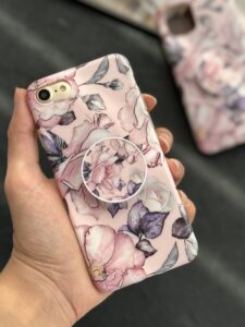 قاب موبایل آیفون گل نقاشی + پاپسوکت رایگان ( 1025 ) ( 1026 )
