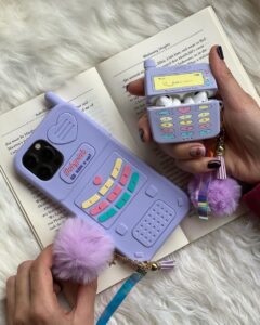 قاب موبایل آیفون تلفن بی سیم سیلیکونی + بند ست (2089)