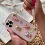 قاب موبایل آیفون خرگوش و خرس گوش قلبی بندی برجسته محافظ لنزدار - تصویر 3