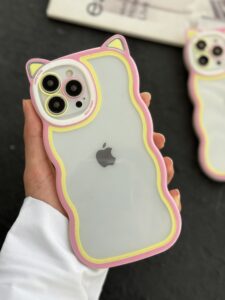 قاب موبایل گربه فنکو صورتی و زرد شفاف