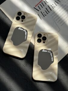 قاب موبایل آیفون موج دار آیینه ای کرم - تصویر 3