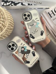 قاب موبایل آیفون کیوت کت گربه خجالتی آینه ای