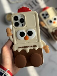 قاب موبایل آیفون شکلات شیری سیلیکونی پا استندشو - تصویر 2