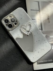 قاب موبایل آیفون قلب لاولی آیینه ای صدفی - تصویر 2