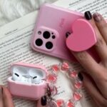 قاب موبایل آِفون قلب دورنگ پاپ سوکت قلبی محافظ لنزدار - تصویر 3