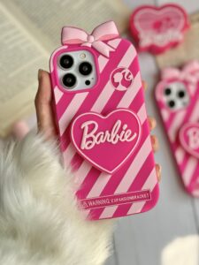 قاب موبایل آیفون باربی آبنباتی پاپیون دار پاپسوکت قلبی