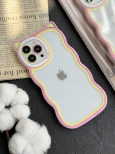 قاب موبایل گربه فنکو صورتی و زرد شفاف - تصویر 2