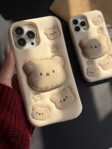 قاب موبایل آیفون خرس نیوفیس پاپسوکت برجسته - تصویر 3