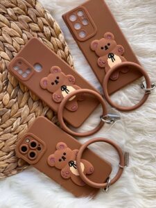 قاب موبایل شیائومی خرس برانچ قهوه ای سیلیکونی + حلقه ست - تصویر 3