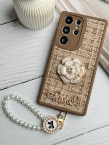 قاب موبایل سامسونگ شنل گل حصیری + بندست