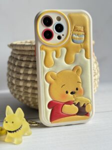 قاب موبایل آیفون برجسته خرس لوتسوهاگین و خرس پو محافظ لنزدار - تصویر 3