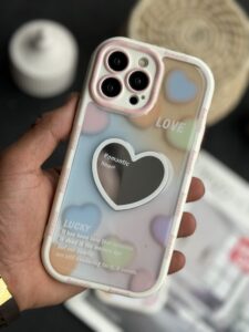 قاب موبایل آیفون قلب رنگارنگ کالر آیینه ای