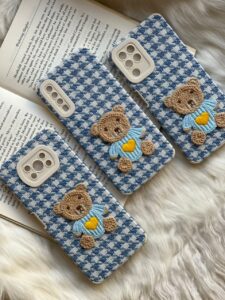 قاب موبایل سامسونگ خرس تدی کاموایی پارچه ای محافظ لنزدار - تصویر 3