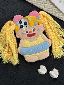 قاب موبایل آیفون عروسک ناتالی مو زرد سیلیکونی