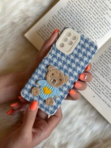 قاب موبایل سامسونگ خرس تدی کاموایی پارچه ای محافظ لنزدار - تصویر 2