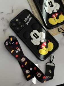 قاب موبایل آیفون میکی برجسته سولید مشکی بدون بند - تصویر 3