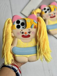 قاب موبایل آیفون عروسک ناتالی مو زرد سیلیکونی - تصویر 2