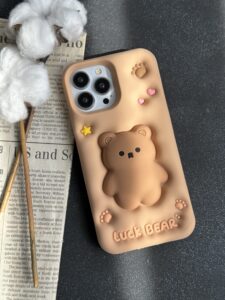 قاب موبایل آیفون خرس فیجت برجسته - تصویر 3