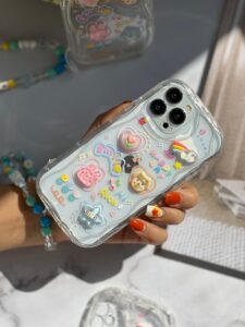 قاب موبایل شیائومی اپوکسی بیرنگ روز شاد خرس و خرگوش برجسته + آویزست