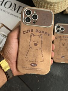 قاب موبایل آیفون کیوت پاپی چرم قهوه ای سنگشور - تصویر 2