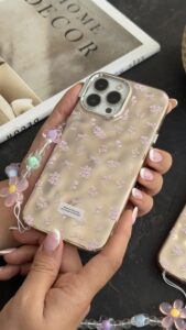 قاب موبایل ( آیفون - سامسونگ ) گل رزیتا پاپیون رزگلد + بندست - تصویر 3