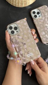 قاب موبایل ( آیفون - سامسونگ ) گل رزیتا پاپیون رزگلد + بندست