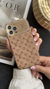 قاب موبایل آیفون لویی ویتون مخملی فونتی قهوه ای