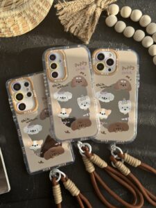 قاب موبایل سامسونگ سگ پاپی شکلاتی آیینه ای بند کوتاه - تصویر 3