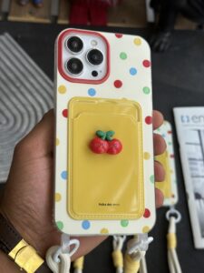 قاب موبایل آیفون جاکارتی آلبالو خال خالی