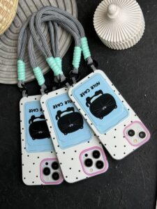 قاب موبایل آیفون گربه نایس کت جاکارتی دار بندی - تصویر 2