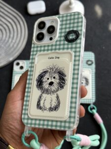 قاب موبایل آیفون سگ نقاشی کیوت جاکارتی + بندست - تصویر 3