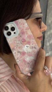 قاب موبایل آیفون کت گاردن گربه سفید صورتی ( بدون بند ) - تصویر 2