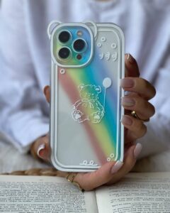 قاب موبایل آیفون خرس رنگین کمان - تصویر 3