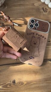 کاور ایرپاد کیوت پاپی چرم قهوه ای سنگشور بدون بند - تصویر 2