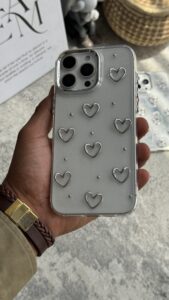 قاب موبایل ( آیفون - سامسونگ ) قلب دکوراتیو فلزی بیرنگ - تصویر 2