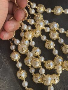 بند و آویز گوی مرواریدی ستاره طلایی