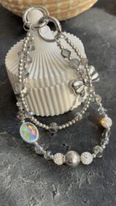 بند و آویز نگین انگشتری درشت پاپیون نقره ای