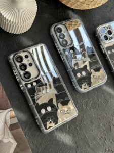 قاب موبایل آیفون گربه بلک اند وایت آیینه ای - تصویر 3