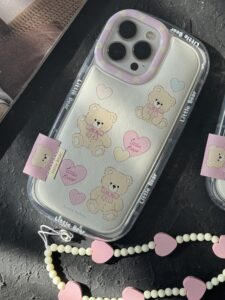 قاب موبایل آیفون خرس ولن تاین بندست قلبی - تصویر 2