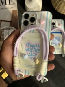 قاب موبایل آیفون ویولت جاکارتی قلب برجسته بنددار - تصویر 3