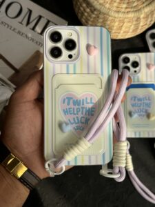 قاب موبایل آیفون ویولت جاکارتی قلب برجسته بنددار - تصویر 2