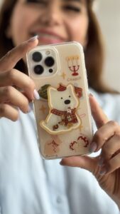 قاب موبایل آیفون کندل کریسمس سگ پاپی + پاپسوکت متحرک - تصویر 3