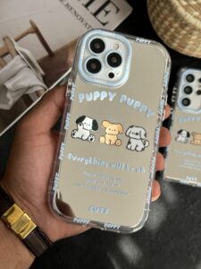 قاب موبایل سامسونگ سه سگ پاپی پاپی آیینه ای آبی - تصویر 2