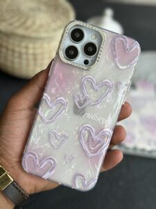 قاب موبایل ( آیفون - سامسونگ ) قلب مرکوری صدفی صورتی - تصویر 3