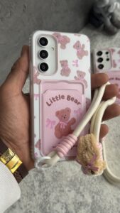 قاب موبایل ( آیفون _ سامسونگ ) خرس کوچولو تدی جاکارتی پاپیون بند عروسکی