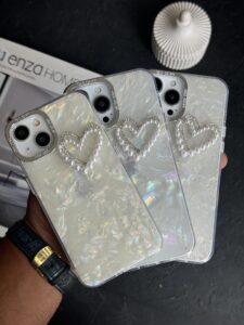 قاب موبایل آیفون ودینگ پارتی قلب مرواریدی - تصویر 3