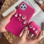 قاب موبایل آیفون خرس صورتی برجسته خمیری یوگی - Image 3