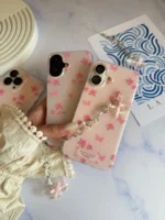 قاب Pink Flower Butterfly با آویز (کدC2116)