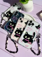 قاب گربه مشکی گوش دار با آویز (کدC2131) - تصویر 2